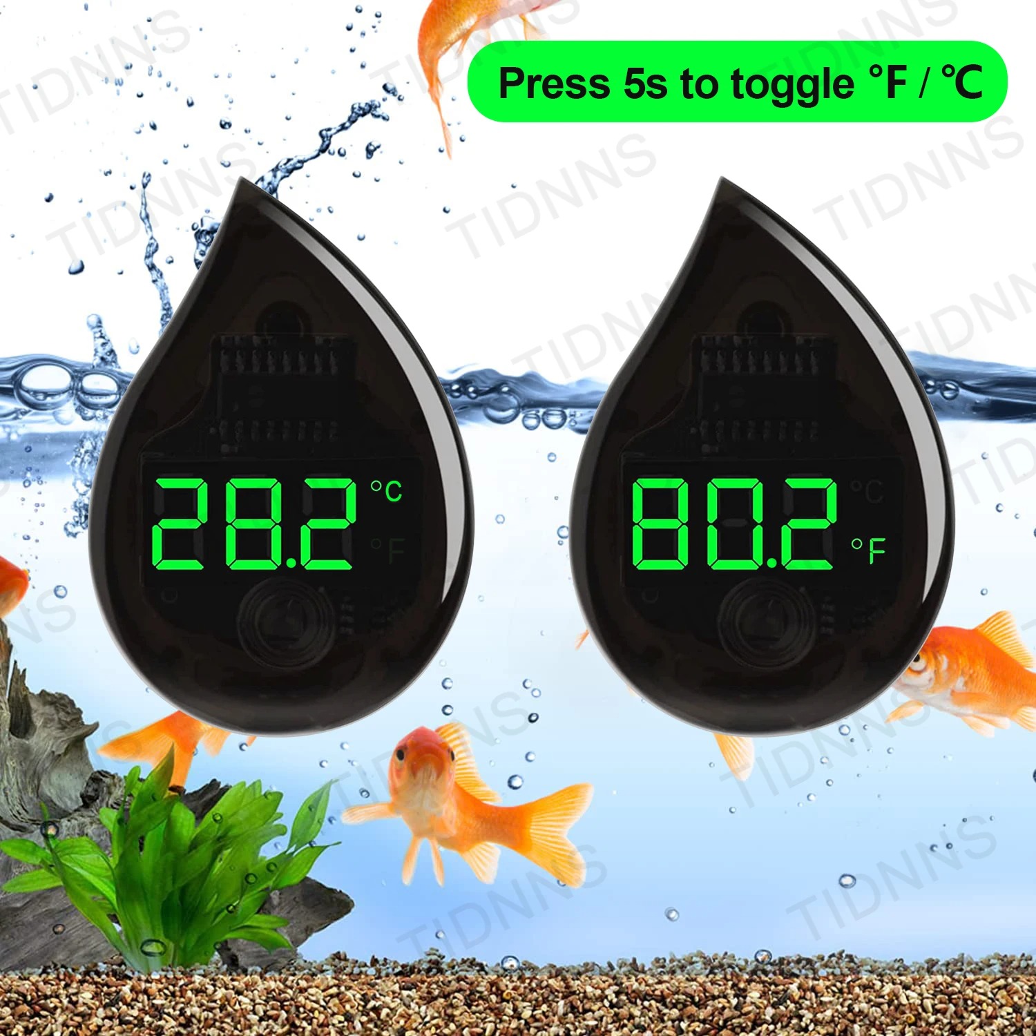 Marine Aquarium Mini - ترمومتر ذاتي اللصق لحوض السمك بشاشة