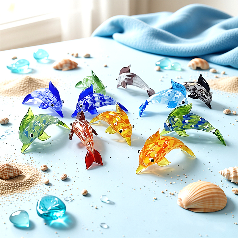 Marine Aquarium Europe - تمثال دولفين زجاجي صغير مصنوع يدويًا،