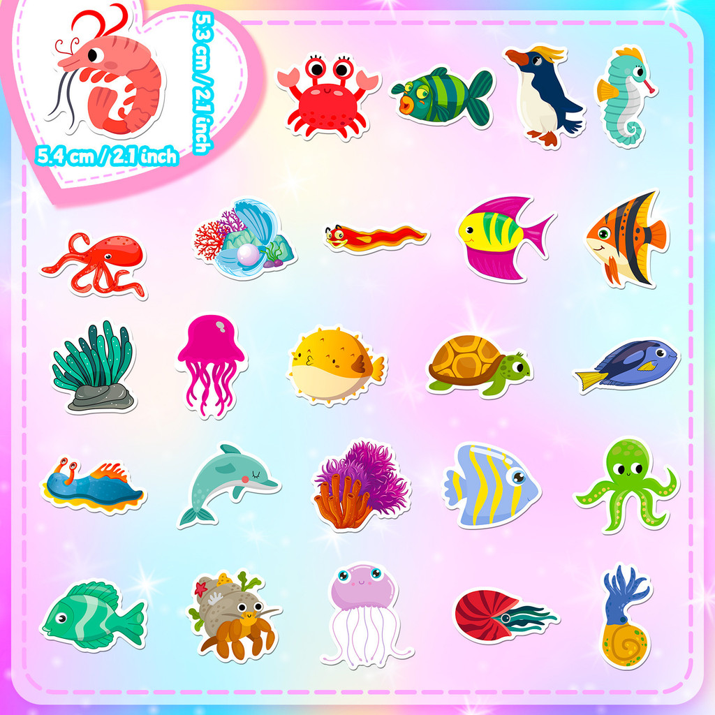 50 قطعة من ملصقات الحياة البحر - مراجعة Marine Life Aquariums وسعره